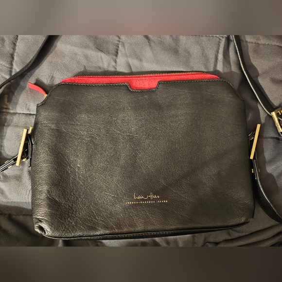 India Hicks London Harbour Island Black Leather Crossbody Shoulder Purse - Picture 1 of 14